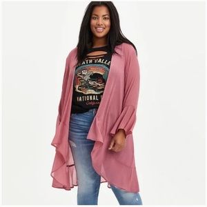 Torrid - Dusty Rose Bell Sleeved Chiffon Duster Kimono - Size 3